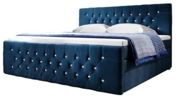 Boxspringbett Paradise mit LED, USB und Füßen 140x200 Blau H2