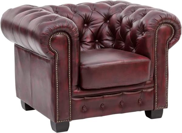 Sessel Chesterfield Echtleder rot