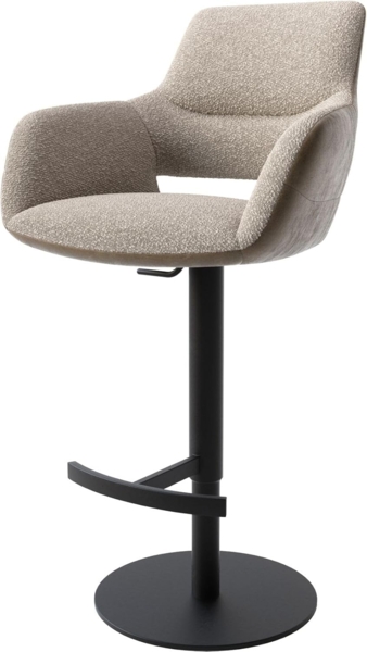 Barstuhl Yago-Flex Materialmix Mikrofaser Schlamm / Bouclé Schlamm Drehfuß höhenverstellbar Metall Schwarz drehbar Taschenfederkern
