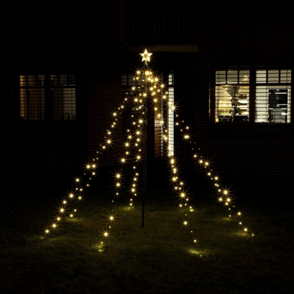 Spetebo Weihnachtspyramide LED Lichterpyramide mit Timer - 400 LED / 400 cm, Dekorativer Metall Weihnachtsbaum 150 cm