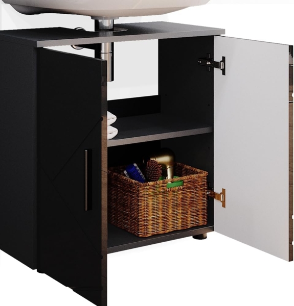 Badmöbel-Set Irma Anthrazit Hochglanz 3 Teile, mit Unterschrank 60 cm Vicco Bild 6