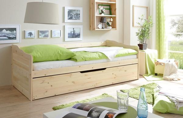 Sofabett "Marianne" 90x200 Kiefer massiv Inkl. Zusatzbett