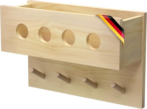 CADANI Garderobenpaneel WUBO Wandgarderobe für Kinder - Kindergarderobe - robust und stabil (Natur Kinderzimmer Garderobe nach Montessori, 1 St), aus hochwertigen Massivholz