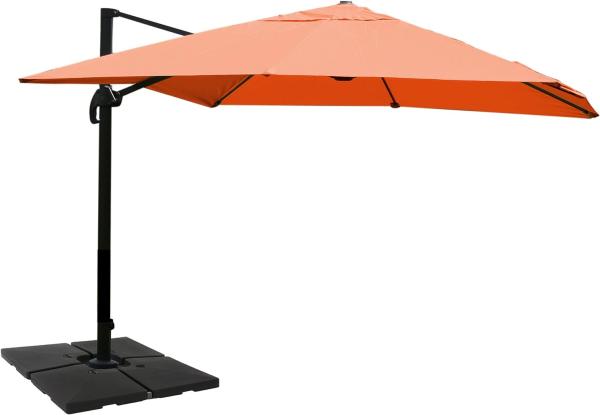 Gastronomie-Ampelschirm HWC-A96, Sonnenschirm, 3x4m (Ø5m) Polyester/Alu 26kg ~ terracotta mit Ständer, drehbar