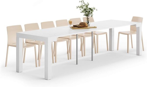 MOBILI FIVER, Extendable Console Table First, White Ash, 90 x 45 x 76 cm, Made in Italy