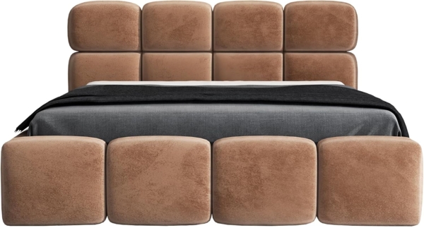 Polsterbett MONAKO 180x200 mit Matratze, Bettkasten und Lattenrost. Farbe: Tabak 3