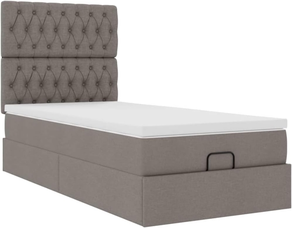 Ottoman-Bett mit Matratze Taupe 90x200 cm Stoff 3313213