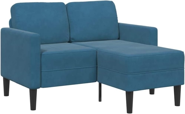 vidaXL Sofa 2-Sitzer-Sofa mit Chaiselongue L-Form Blau 125 cm Samt