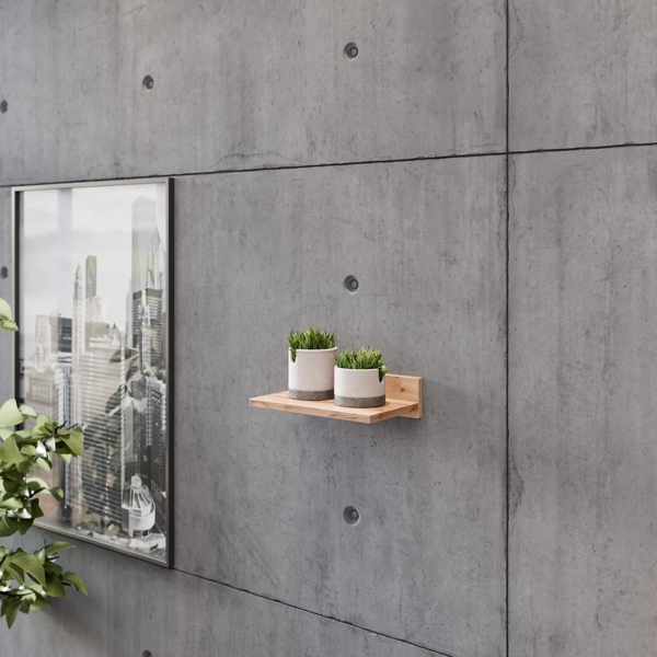 RICOO Wandregal 30 x 8 x 19 Braun Eiche Gold, Spanplatte aus Holz, Hängereral WM057-EG, Regal Wand, Bücherregal Bilderregal Fotoregal Küchenregal Hängend Wandboard Regalbrett Schweberegal Bild 2