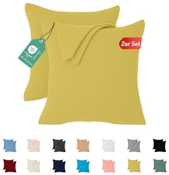 Livessa 2er Set Kissenbezug 40x40 aus%100 Baumwolle Jersey Stoff - Verdeckter Reißverschluss, Kopfkissenbezug 40x40 cm, Kissenhülle, Ultra weich und atmungsaktiv, Oeko-Tex Zertifiziert