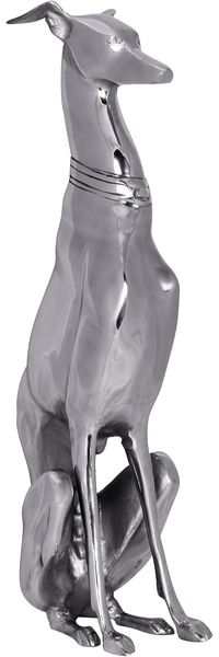 Windhund Skulptur Hundestatue Aluminium silbern Design Dog