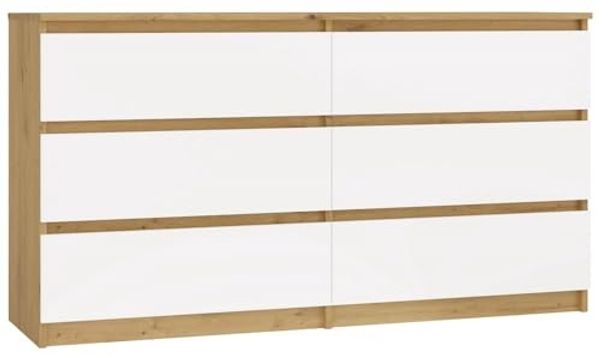 CDF Kommode Artisan Weiß mit 6 Schubladen Komodenschrank Komode für Wohnzimmer Schlafzimmer Schubladenschrank Malwa M6 140