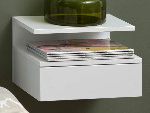 Nachttisch >Randers< in Weiß aus MDF - 35x22,5x32cm (BxHxT)