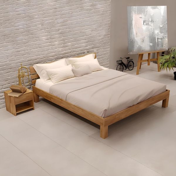 Krok Wood Massivholzbett Julia mit Kopfteil in Eiche (90x200 cm)