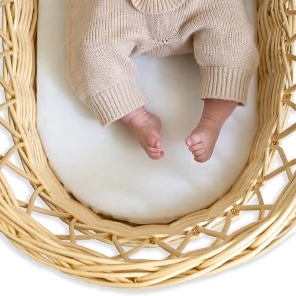 Clair de Lune Matratze aus Korbgeflecht, Faser, mit wasserdichtem Bezug, Babybett-Matratze, 65x28 cm