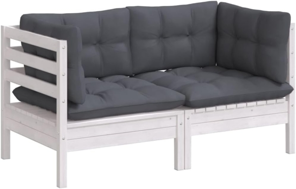 vidaXL 2-Sitzer-Gartensofa mit Anthrazit Kissen Massivholz Kiefer 3096011