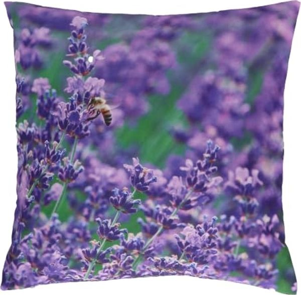 Kleines Outdoor Kissen aus wasserabweisendem Polyester mit Blumenmuster LAVENDEL