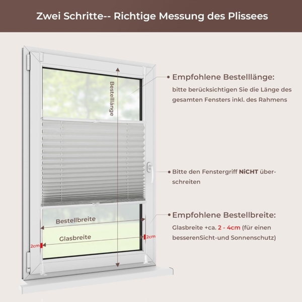 Allesin Plissee ohne Bohren Plissees Klemmfix Hellgrau 80x200 cm(BxH), Plisseerollo Faltrollo mit Klemmträger, Jalousie Rollos für Fenster und Tür, Sichtschutz und Sonnenschutz Bild 6