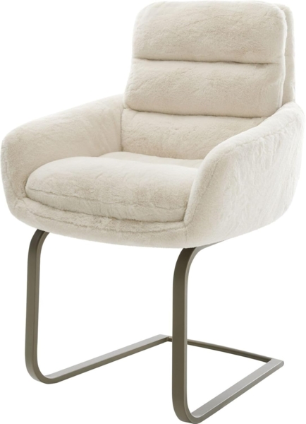 Freischwinger Abelia-Flex mit Armlehnen Plüsch Creme-Weiß Freischwinger flach Effektfinish Titan