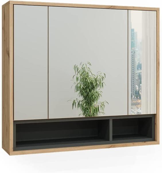 Badspiegelschrank Beatrice Artisan Eiche/Anthrazit 80 x 72 cm Vicco