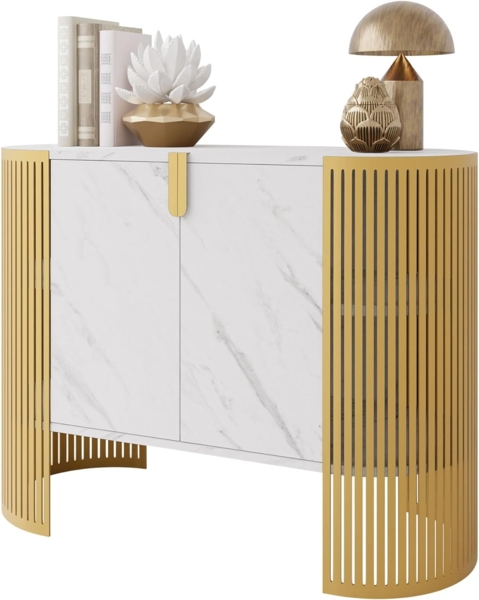 Kommode Fahugin Gold (Farbe: Gold / Bianco Marmor)