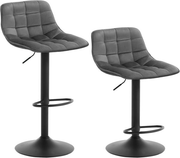 WOLTU BH273dgr-2 2er-Set Barhocker Küchenstuhl Barstuhl mit Rückenlehne und Einstellgriff, höhenverstellbar & 360° drehbar, Tresenhocker Bar Hocker aus hochwertigem Samt und Metall, Dunkelgrau