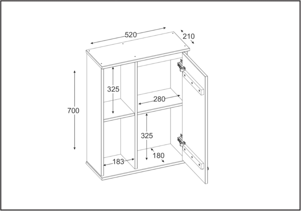 Woodroom Hängeschrank Valencia Kiefer massiv Oberfläche lackiert BxHxT 52x70x21 cm Bild 3