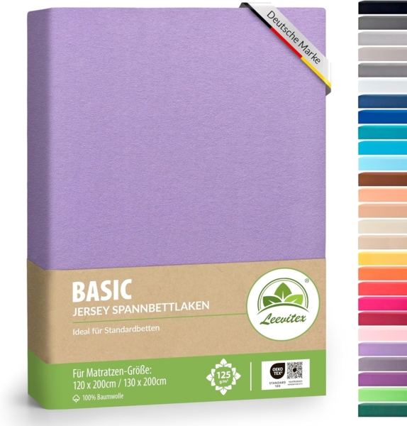 leevitex® Spannbettlaken Jersey aus 100% Baumwolle, für Kinder- & Standardmatratzen, Jersey, Gummizug: rundum, 100% Baumwolle, anschmiegsam & dehnbar, diverse Größen und Farben