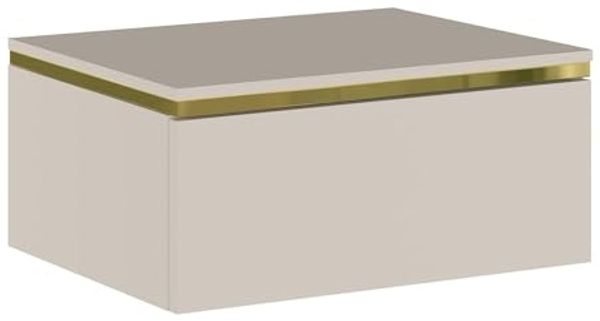 Vente-unique 'VUKIA von Pascal Morabito' Nachttisch mit 1 Schublade, hängend, 1 Stück, Holzspanplatte beige / goldfarben, 48,5 x 38,2 x 19,8 cm
