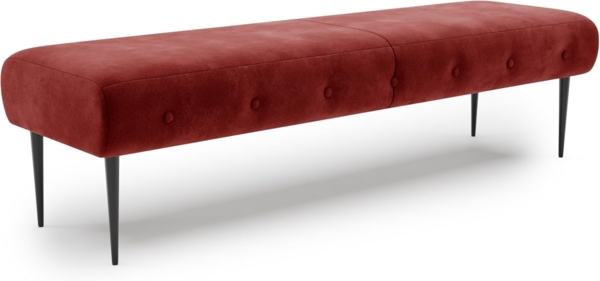 CAVADORE Sitzbank Amba, Trendige Polsterbank 3-sitzig für Küche, Esszimmer oder Wohnküche / Küchenbank passend zum 3-Sitzer Amba / 159 x 52 x 54 / Hochwertiges Mikrofaser: Rot