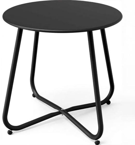 greemotion Beistelltisch, Rund, Schwarz, Legierter Stahl, Ø 45x45 cm, Idela als Couchtisch & Balkontisch Modern, Zerlegbar