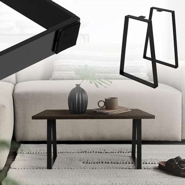 ML-DESIGN Tischbein 2er Set Tischgestell Tischkufen Möbelfüße aus Stahl Industriedesign, Kufengestell Trapez-Form Schwarz Bankkufen Bankbeine für DIY-Projekte