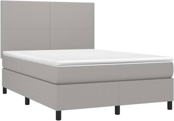 vidaXL Boxspringbett mit Matratze Hellgrau 140x200 cm Stoff, Härtegrad: H2 [3141617]