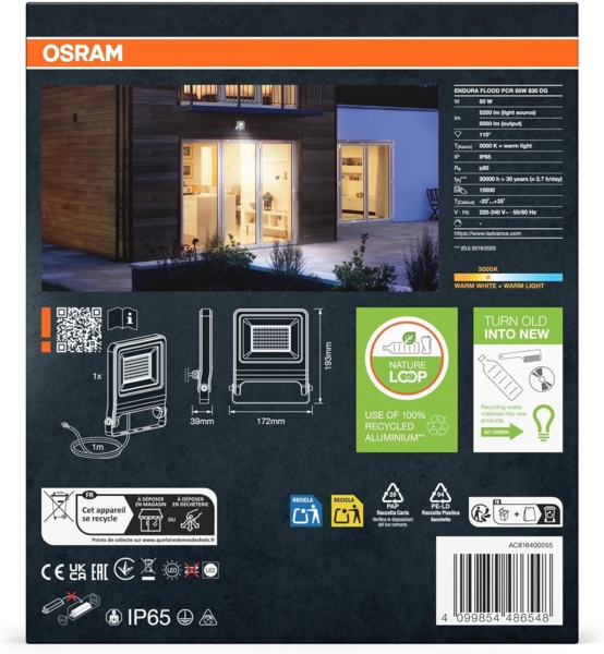 Osram Außenleuchte Endura Flood 50W PCR dunkelgrau warmweiß Bild 4
