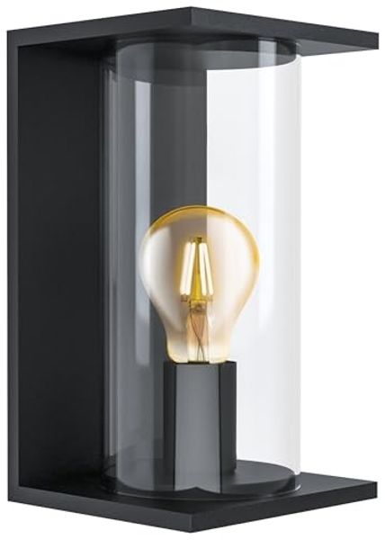 Eglo 98713 Wandleuchte CASCINETTA schwarz klar E27 1X40W L:16,5cm H:28cm T:16,5cm IP54