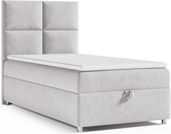 Best for Home Boxspringbett K2 SINGLE mit Bettkasten (Silber 90x200)