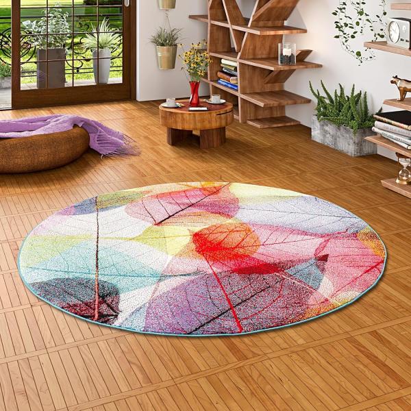 Pergamon Designteppich Designer Teppich Faro Tropical Bunte Blätter Rund, Rechteckig, Höhe: 11 mm