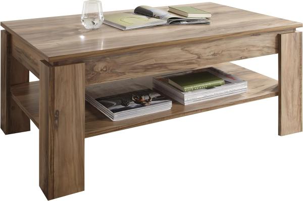 trendteam smart living Wohnzimmer Couchtisch Wohnzimmertisch Universal, 110 x 47 x 65 cm in Nussbaum Satin mit zusätzlicher Ablagefläche
