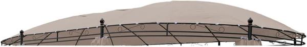 Ersatzdach Pavillon oval 5,3 x 3,5m wasserdicht Gartenpavillon Dachhaube Outdoor taupe