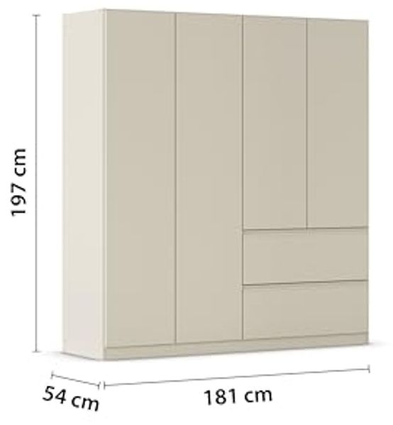 rauch Drehtürenschrank Kleiderschrank Schrank Garderobe COSTA in den Breiten 91/136/181 cm (in 3 Ausstattungen BASIC/CLASSIC/PREMIUM) viel Platz, grifflose Front und Push-to-Open Funktion MADE IN GERMANY Bild 3