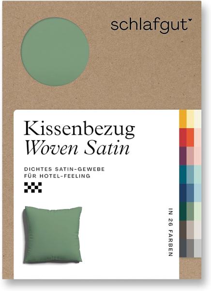 Schlafgut Woven Satin Bettwäsche|Kissenbezug einzeln 40x40 cm| green-mid