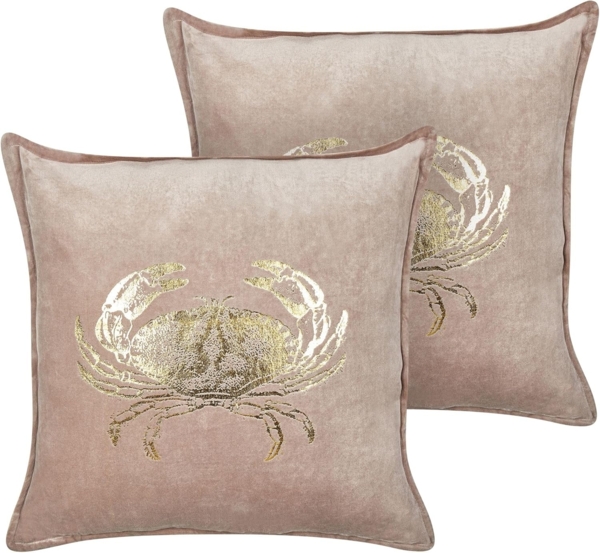 Kissen 2er Set Tiermuster BOSSIELLA Baumwolle 45 x 45 cm Taupe
