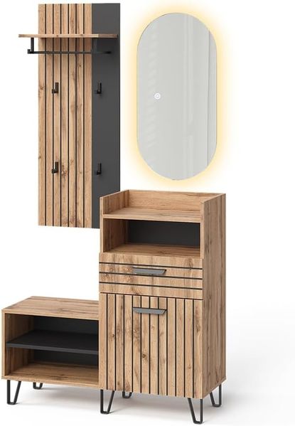 Garderobe Amber Eiche Wotan 100 x 100 cm 3 Teile Vicco