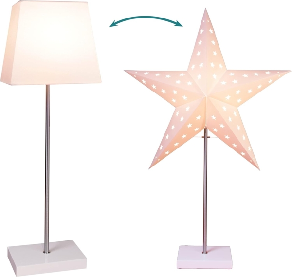 Stern-Tischleuchte "Leo", Holzfuß, E14, 65 cm