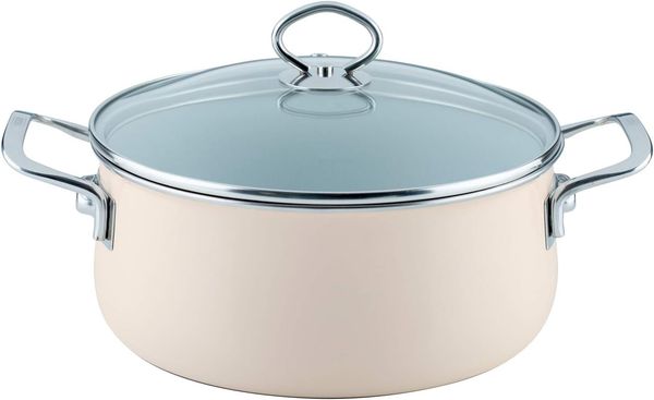 Riess avorio Topf 4 l cremefarbener Emaille-Topf mit Deckel
