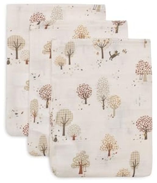 Jollein Waschlappen Baby – Tiny Park – 3er Pack – 15x20 cm – Musselin – 100% Baumwolle – Baby Waschlappen – OEKO-TEX Zertifiziert