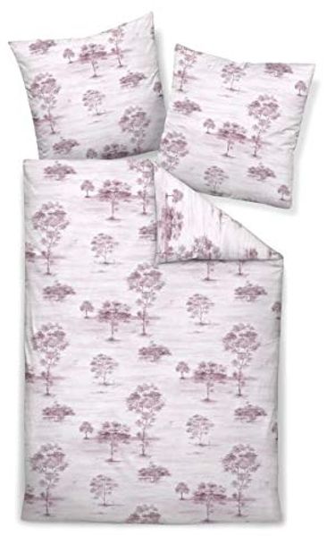 Janine Messina Mako-Satin Bettwäsche 135x200 Bäume rosa aubergine 43059-05