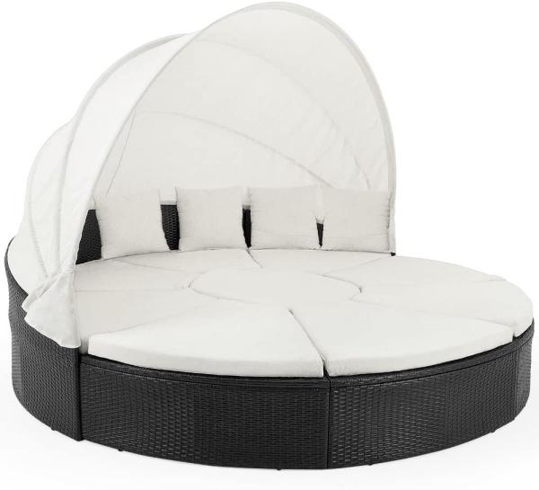 Casaria Gartensofa, Polyrattan schwarz, 230 x 230 x 175 cm