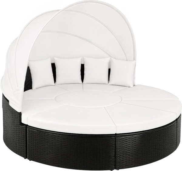 Casaria Gartensofa, Polyrattan schwarz, 230 x 230 x 175 cm