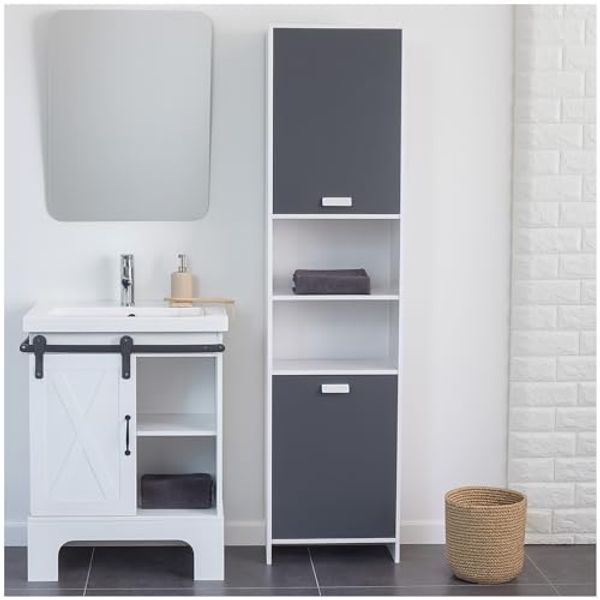 HTI-Living Badregal Badregal Grau/Weiß Thekla, Stück 1-tlg, Hochschrank Badschrank